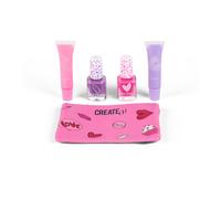 CREATE IT! Makeup Set with Bag, Bright Colours and Soft Textures Including Shadows, Glitter and Accessories, Practical Case for Creative Looks