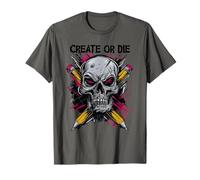 Create or Die - Skull with Pencils T-Shirt