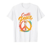 Create Peace Artist Teacher Design Value Graphic T-Shirt, Men, White, M