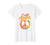 Create Peace Artist Teacher Design Value Graphic T-Shirt, Women, White, S