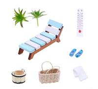 Create Realistic Miniature Sauna Scenes with 16 Piece Accessory Set Including Lounger, Bucket, Thermometer, Mini Book, Flip Flops, and More