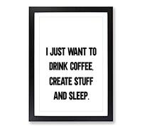 Create Stuff Typography Framed Print | A2 Black Framed Wall Art | Ready to Hang | Modern Positive Affirmations Picture | Living Room Bedroom Lounge Office
