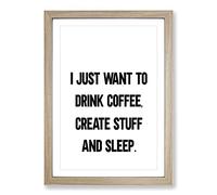 Create Stuff Typography Framed Print | A2 Oak Framed Wall Art | Ready to Hang | Modern Positive Affirmations Picture | Living Room Bedroom Lounge Office
