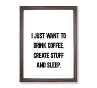 Create Stuff Typography Quote Framed Print | A2 Walnut Framed Wall Art | Ready to Hang | Modern Positive Affirmations Picture | Living Room Bedroom Lounge Office