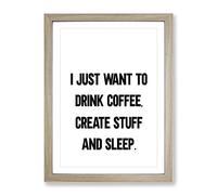Create Stuff Typography Quote Framed Print | A4 Oak Framed Wall Art | Ready to Hang | Modern Positive Affirmations Picture | Living Room Bedroom Lounge Office