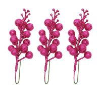 Create Stunning Holiday Displays With Our Set of 3 Glittery Artificial Berries on Adjustable Wire Kinds Of Decorations (Rose Red)