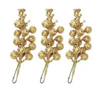 Create Stunning Holiday Displays With Our Set of 3 Glittery Artificial Berries on Adjustable Wire Kinds Of Decorations (Gold)