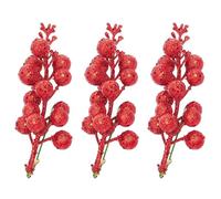 Create Stunning Holiday Displays With Our Set of 3 Glittery Artificial Berries on Adjustable Wire Kinds Of Decorations (Red)