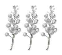 Create Stunning Holiday Displays With Our Set of 3 Glittery Artificial Berries on Adjustable Wire Kinds Of Decorations (Silver)