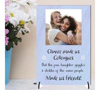 Create the Ultimate Personalised Colleague Friendship Freestanding Plaque - Chance Made Us Colleagues, Fun & Laughter Made Us Friends! Custom Photo Sign (Lilac, MDF Wood - A5-21cm x 14cm)