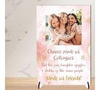 Create the Ultimate Personalised Colleague Friendship Freestanding Plaque - Chance Made Us Colleagues, Fun & Laughter Made Us Friends! Custom Photo Sign (Rose Gold, MDF Wood - A5-21cm x 14cm)