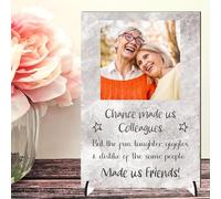Create the Ultimate Personalised Colleague Friendship Freestanding Plaque - Chance Made Us Colleagues, Fun & Laughter Made Us Friends! Custom Photo Sign (Grey, MDF Wood - A5-21cm x 14cm)