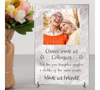 Create the Ultimate Personalised Colleague Friendship Freestanding Plaque - Chance Made Us Colleagues, Fun & Laughter Made Us Friends! Custom Photo Sign (Grey, Acrylic - A5-21cm x 14cm)