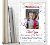 Create the Ultimate Personalised Teacher Thank You Freestanding Plaque - Thank You For Being a Great Teacher. Custom photo End Of School Desk Gift (MDF Wood, A4-30cm x 21cm)