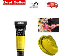 Create with BASICS Metallic Yellow Gold Acrylic Paint 118ml - Perfect for Canvas