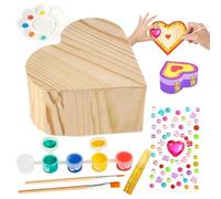 Create your own jewelry box, wooden chest craft kit, treasure box art set for , decorate a heart shaped treasure box painting set for children