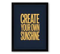 Create Your Own Sunshine Typography Framed Wall Art Print A4 (29.7×21cm) Black, Wall Decor for Living Room, Bedroom, Office & Home, Ready to Hang, Art Gift