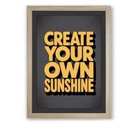 Create Your Own Sunshine Typography Framed Wall Art Print A4 (29.7×21cm) Oak, Wall Decor for Living Room, Bedroom, Office & Home, Ready to Hang, Art Gift