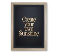 Create Your Own Sunshine Typography Framed Wall Art Print A4 (29.7×21cm) Oak, Wall Decor for Living Room, Bedroom, Office & Home, Ready to Hang, Art Gift