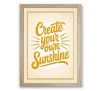 Create Your Own Sunshine Typography Framed Wall Art Print A4 (29.7×21cm) Oak, Wall Decor for Living Room, Bedroom, Office & Home, Ready to Hang, Art Gift