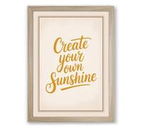 Create Your Own Sunshine Typography Framed Wall Art Print A4 (29.7×21cm) Oak, Wall Decor for Living Room, Bedroom, Office & Home, Ready to Hang, Art Gift