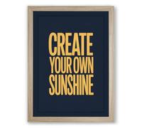 Create Your Own Sunshine Typography Framed Wall Art Print A4 (29.7×21cm) Oak, Wall Decor for Living Room, Bedroom, Office & Home, Ready to Hang, Art Gift