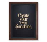 Create Your Own Sunshine Typography Framed Wall Art Print A4 (29.7×21cm) Walnut, Wall Decor for Living Room, Bedroom, Office & Home, Ready to Hang, Art Gift