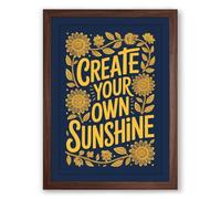 Create Your Own Sunshine Typography Framed Wall Art Print A4 (29.7×21cm) Walnut, Wall Decor for Living Room, Bedroom, Office & Home, Ready to Hang, Art Gift