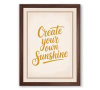 Create Your Own Sunshine Typography Framed Wall Art Print A4 (29.7×21cm) Walnut, Wall Decor for Living Room, Bedroom, Office & Home, Ready to Hang, Art Gift
