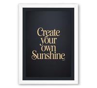 Create Your Own Sunshine Typography Framed Wall Art Print A4 (29.7×21cm) White, Wall Decor for Living Room, Bedroom, Office & Home, Ready to Hang, Art Gift