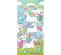 Create Your Own Unicorn Reusable Craft Stickers | Perfect for Craft Activities for Children and Adults | Reusable on Non-Porous Surfaces, 19.5cm x 9.5cm, Pink