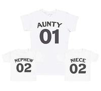 Create Your Set - Aunty 01, Nephew & Niece 02 - Matching Auntie Kid's Gift Set - Womens T Shirt & Children's T-Shirt - White