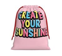 Create Your Sunshine Art Words Print Ultra Soft Plush Christmas Party Gift Bags, Drawstring Xmas Candy Treat Favors Holiday Sacks, Wedding Jewelry Pouches