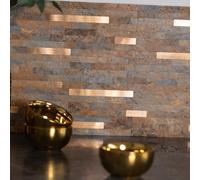 Create Your World dc fix Slate and Metal Self-Adhesive Premium Wall Tiles (1 Tile) 29.7CM X 29.2CM