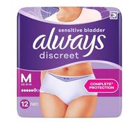 CREATE ZONE Always Discreet Underwear Incontinence Pants Medium 12s - Normal Super Absorbent with RapidDry & OdourLock Protection Double LeakGuards 360° FormFit for Comfort UK Size 10-16 (Pack of 2)