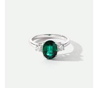 Created Brilliance Ellison 9ct White Gold Diamond & Emerald Ring - White Gold / N
