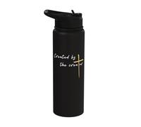 Created by The Creator Jesus Cross Minimal Catholic Religion Stainless Steel Insulated Water Bottle