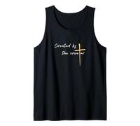 Created by The Creator Jesus Cross Minimal Catholic Religion Tank Top