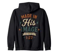 Created In His Image Genesis 1 27 - Vintage Christian Zip Hoodie