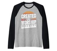 Created to Worship Piano Sunset Design Raglan Baseball Tee