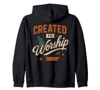 Created To Worship - Vintage Quote Christian Faith Zip Hoodie