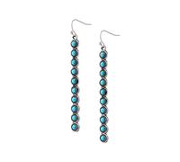 Created Turquoise Earrings for Women, Bohemian Created Turquoise Bead Vertical Long Bar Dangle Drop Earrings, Vintage Boho Hippie Jewelry Gift