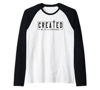 Created with A Purpose Christian Faith Cross Raglan Baseball Tee