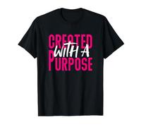 Created with A Purpose - Christian Life, Inspirational Faith Value Graphic T-Shirt, Men, Black, M