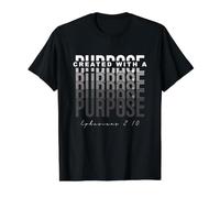 Created with A Purpose Ephesians 2 10 Bible Verse Christian Value Graphic T-Shirt, Men, Black, M