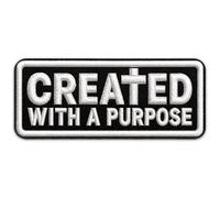 Created with A Purpose Patch 3 Inch - Christian Faith Embroidered Patch - Religious Applique Iron On Hats Bags Clothes