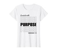 Created with Purpose Colossians 1:16 Bible Verse Value Graphic T-Shirt, Women, White, L