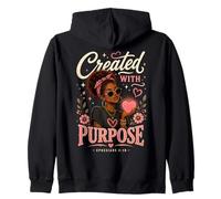 Created With Purpose Ephesians 2:10 Black Girl Christian Zip Hoodie