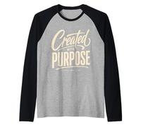 Created with Purpose Ephesians 2:10 Christian Bible Verse Raglan Baseball Tee