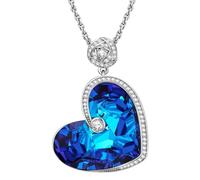 Created with Swarovski Crystals, Fashion Necklaces for Women, White Gold Plated, Titanic Heart of the Ocean Necklace, Gift for Women, Birthday, Christmas, Valentine's Day, 18" Chain + 2.35" Extender